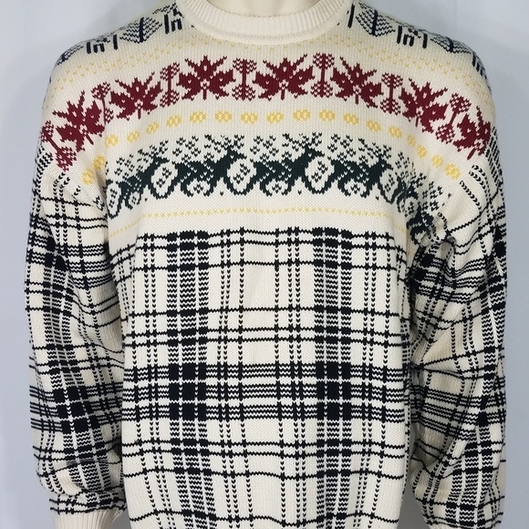 NWT Vintage Nautica Reindeer Christmas sweater Lg - Picture 1 of 8